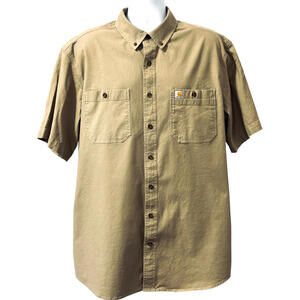 Carhartt Rigby Rugged Flex Shirt Mens Size XL Tall Dark Khaki Short Sleeve